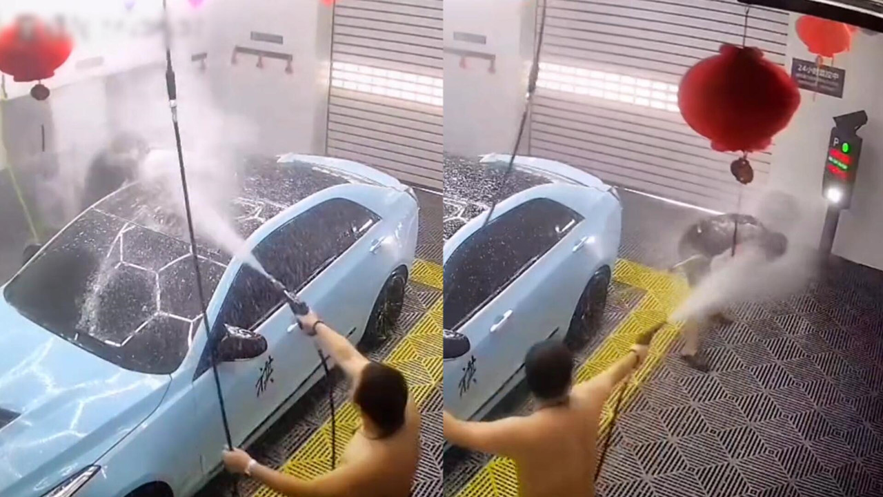 水槍大戰(zhàn)洗車場(chǎng)，兩男子“互呲”結(jié)局反轉(zhuǎn)逗樂(lè)全網(wǎng)